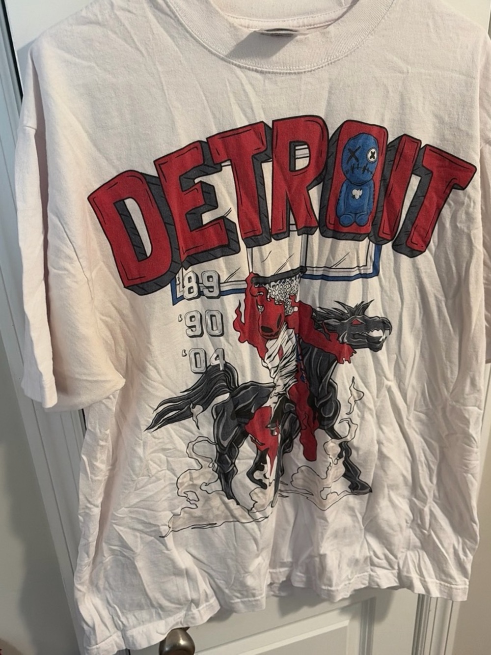 Detroit Graphic Tee - White with Red & Blue Print